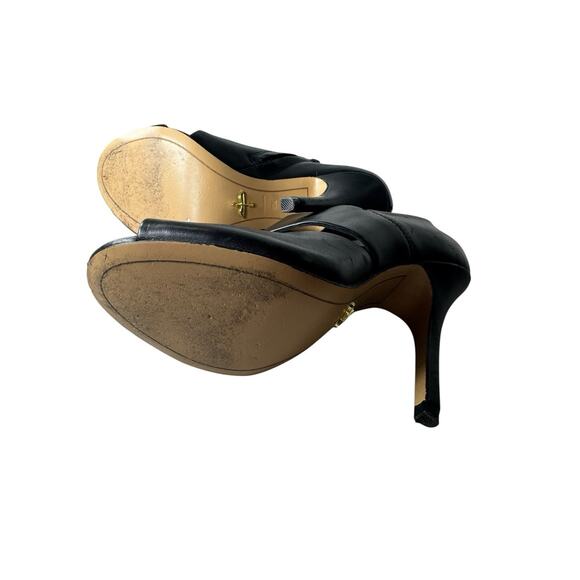 POUR LA VICTOIRE Yale Cut Away Bootie Stiletto 5.5 Black Leather Open Toe Heel - Picture 13 of 13